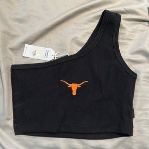 Hype & Vice Ribbed Texas Longhorns One Shoulder Crop Size Medium